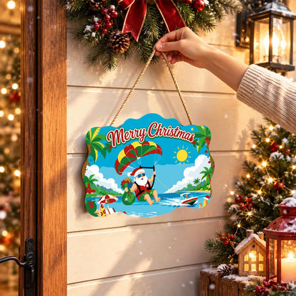 Parasailing Santa Over the Bay paint by numbers hanging sign – image 14