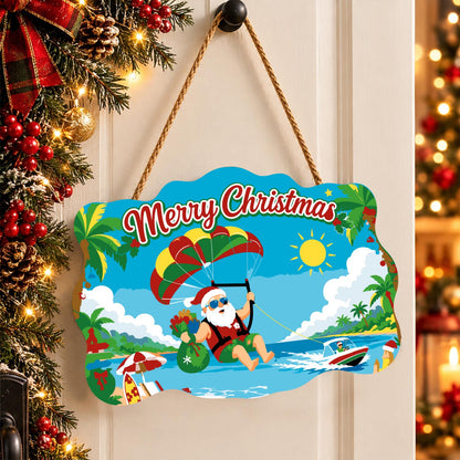 Parasailing Santa Over the Bay paint by numbers hanging sign – image 16