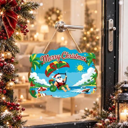 Parasailing Santa Over the Bay paint by numbers hanging sign – image 17