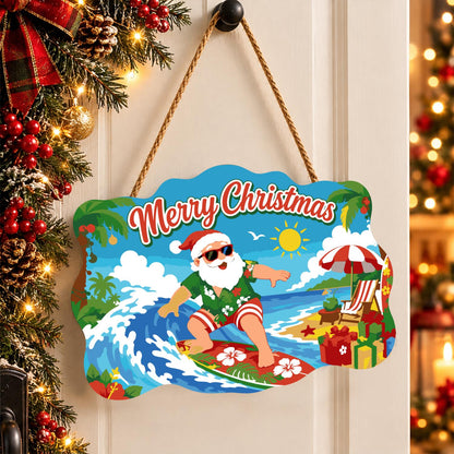 Surfing Santa on a Curling Wave paint by numbers hanging sign – image 16