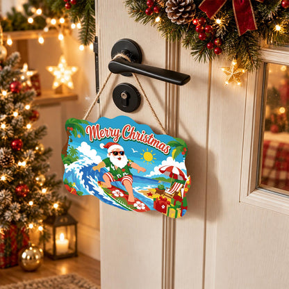 Surfing Santa on a Curling Wave paint by numbers hanging sign – image 18