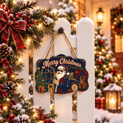 Saxophone Santa in a Jazz Club paint by numbers hanging sign – image 15