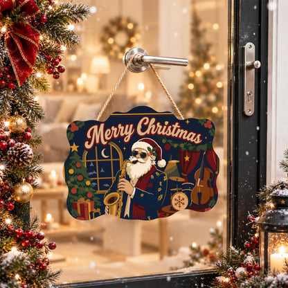Saxophone Santa in a Jazz Club paint by numbers hanging sign – image 17