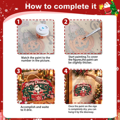 Drummer Santa on the Red Stage paint by numbers hanging sign – image 6