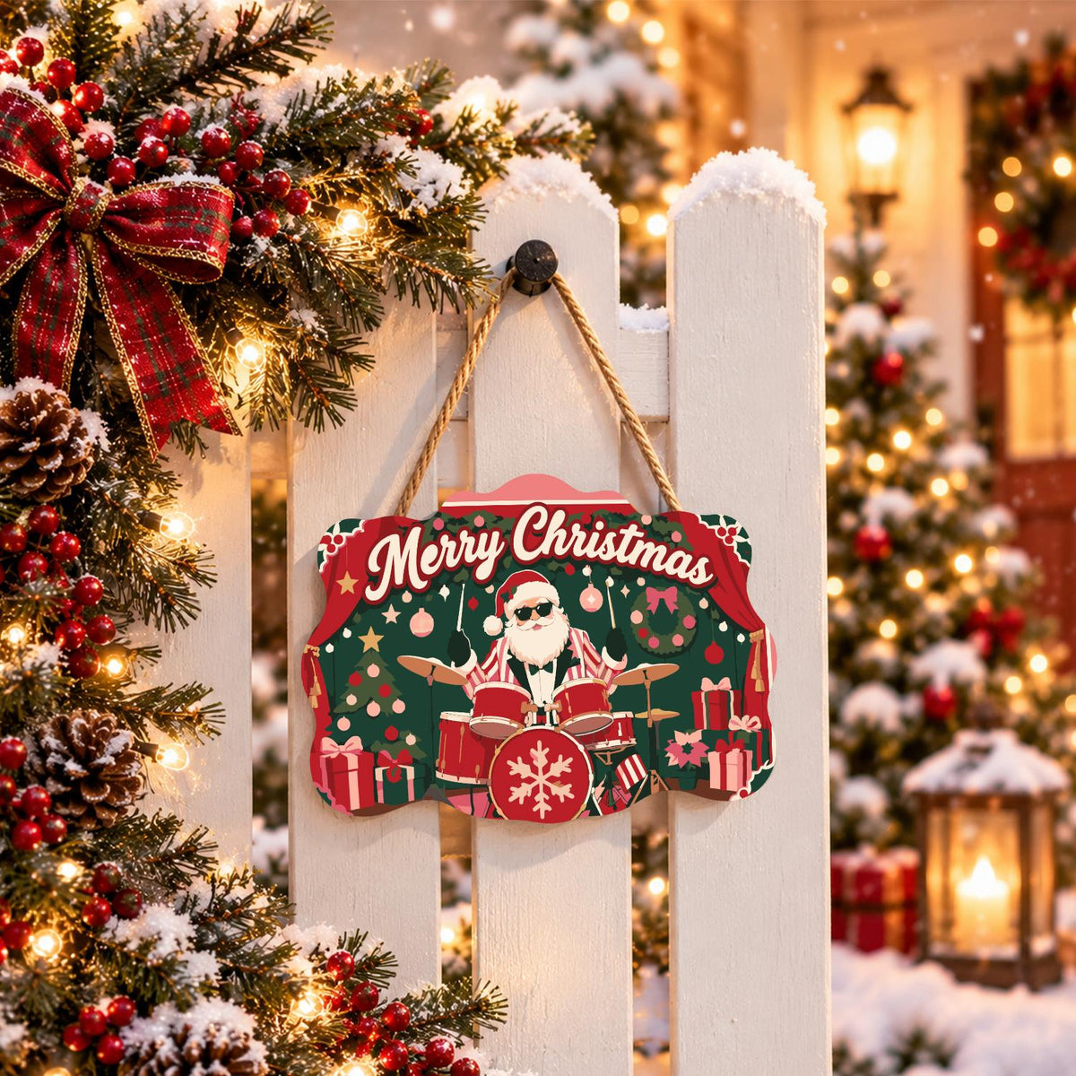 Drummer Santa on the Red Stage paint by numbers hanging sign – image 15