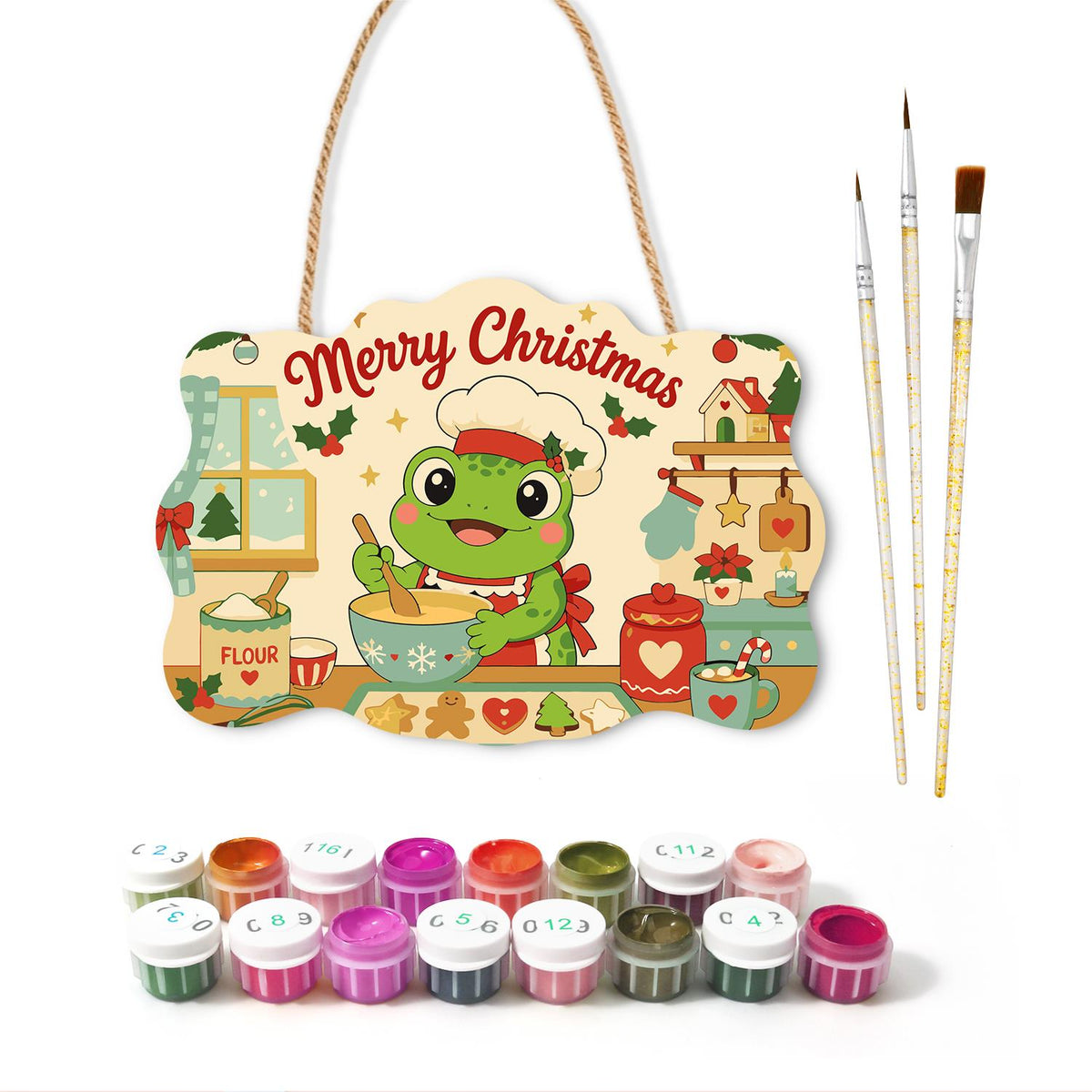 Baker Frog's Gingerbread Batch paint by numbers hanging sign – image 2