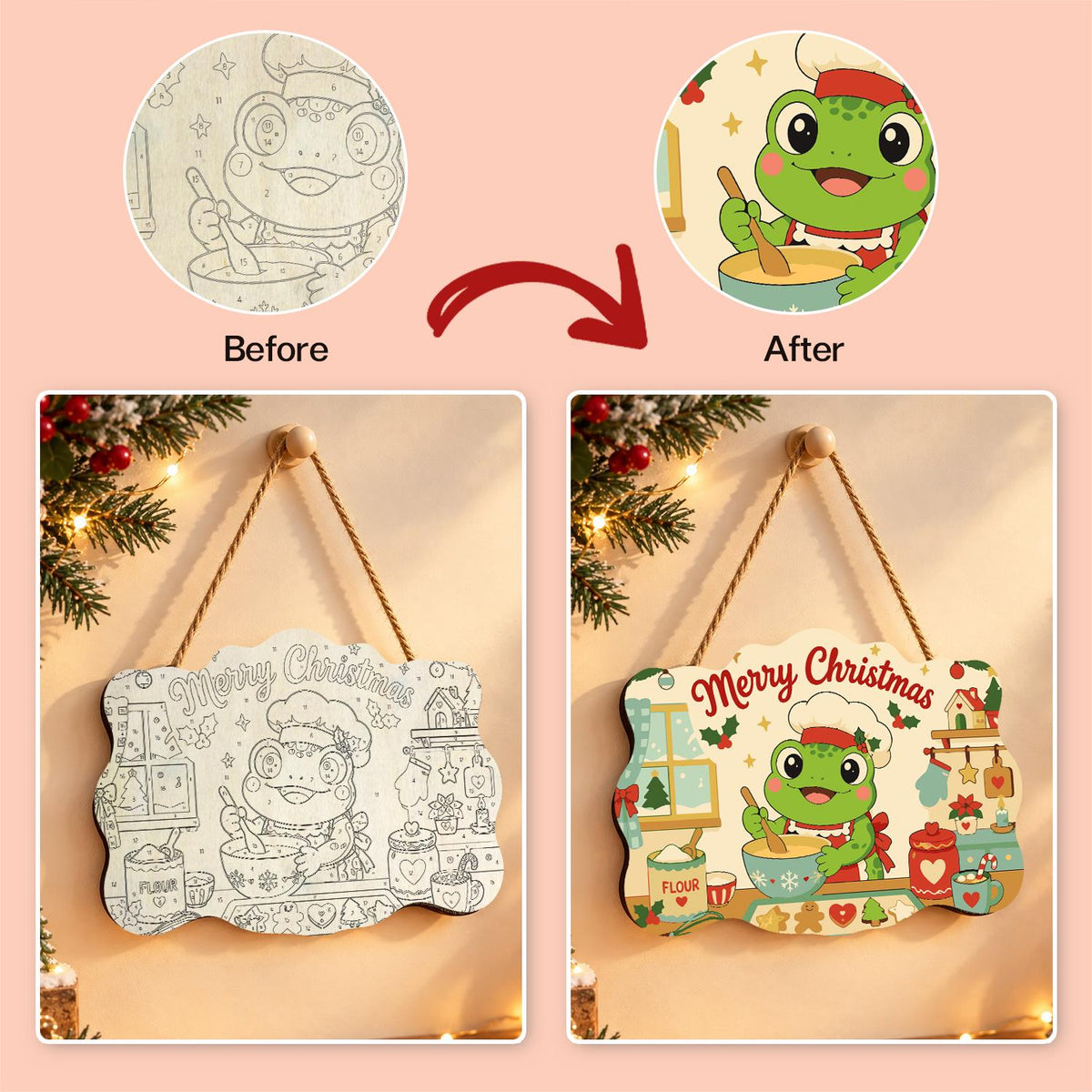 Baker Frog's Gingerbread Batch paint by numbers hanging sign – image 10