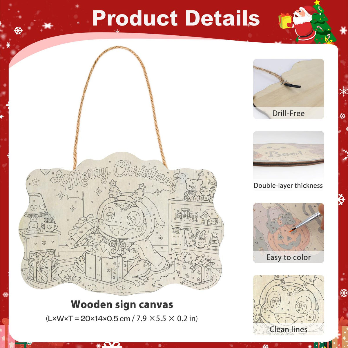 Frog Unwrapping a Toy Room Gift paint by numbers hanging sign – image 5