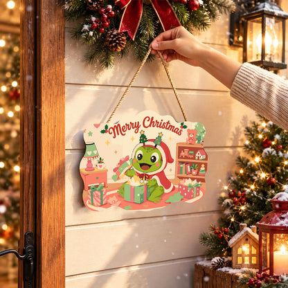 Frog Unwrapping a Toy Room Gift paint by numbers hanging sign – image 14