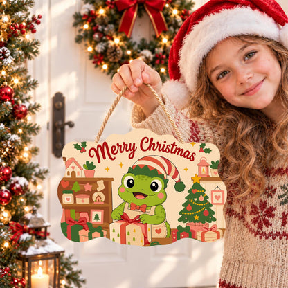 Elf Hat Frog with Bow Tie paint by numbers hanging sign – image 13