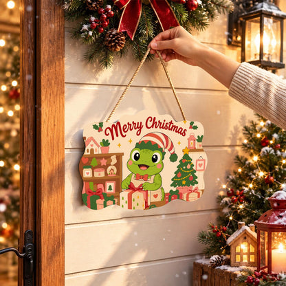Elf Hat Frog with Bow Tie paint by numbers hanging sign – image 14