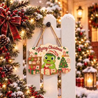 Elf Hat Frog with Bow Tie paint by numbers hanging sign – image 15