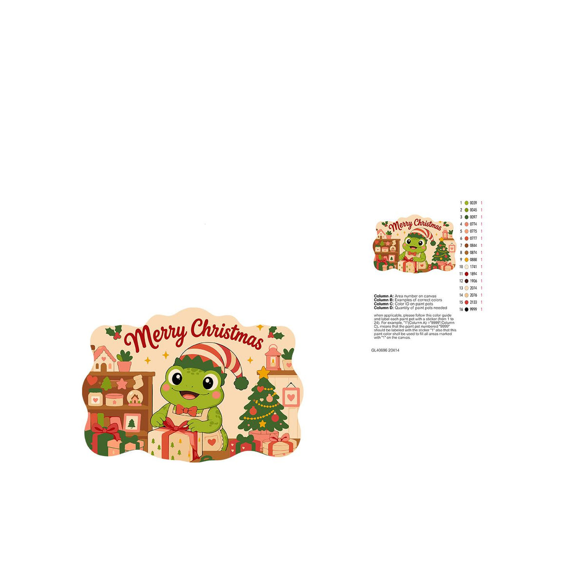 Elf Hat Frog with Bow Tie paint by numbers hanging sign – image 19