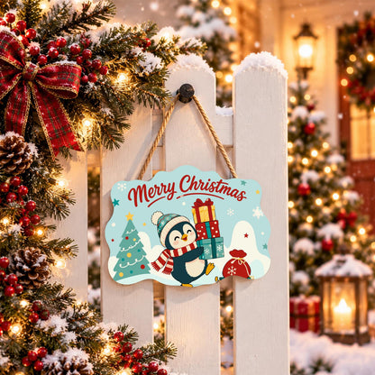 Bobble Hat Penguin Gift Tower paint by numbers hanging sign – image 15