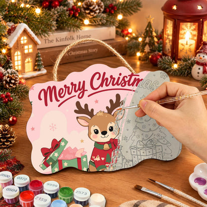 Baby Reindeer in a Red Sweater paint by numbers hanging sign – image 7