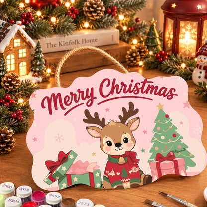 Baby Reindeer in a Red Sweater paint by numbers hanging sign – image 8