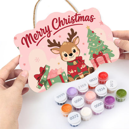 Baby Reindeer in a Red Sweater paint by numbers hanging sign – image 9