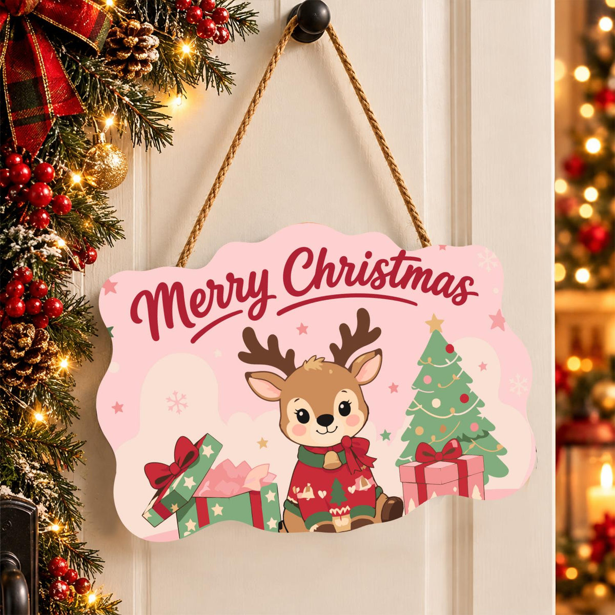 Baby Reindeer in a Red Sweater paint by numbers hanging sign – image 16