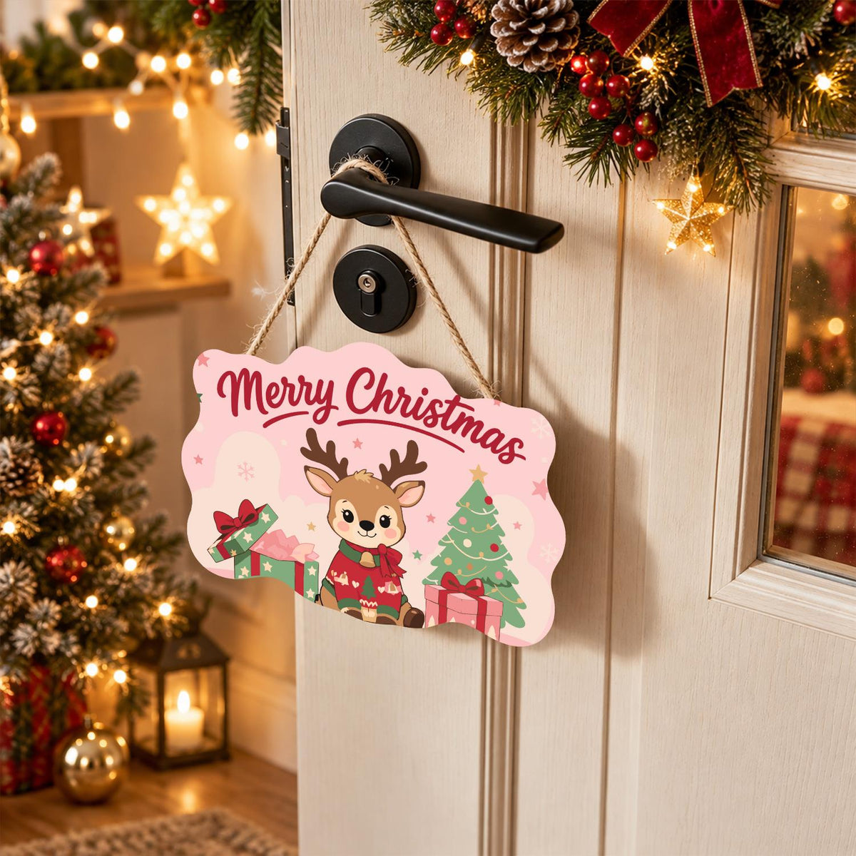 Baby Reindeer in a Red Sweater paint by numbers hanging sign – image 18