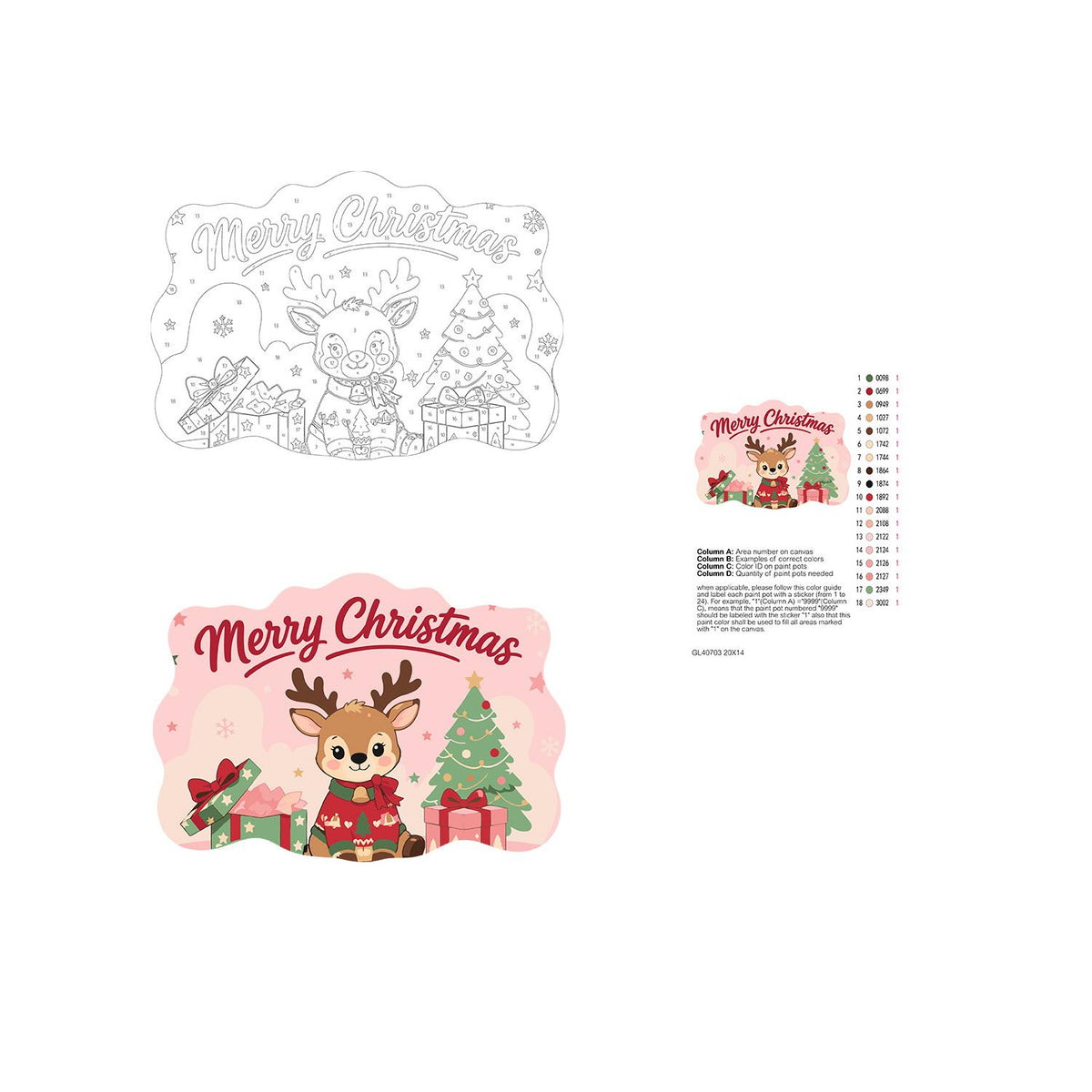 Baby Reindeer in a Red Sweater paint by numbers hanging sign – image 19