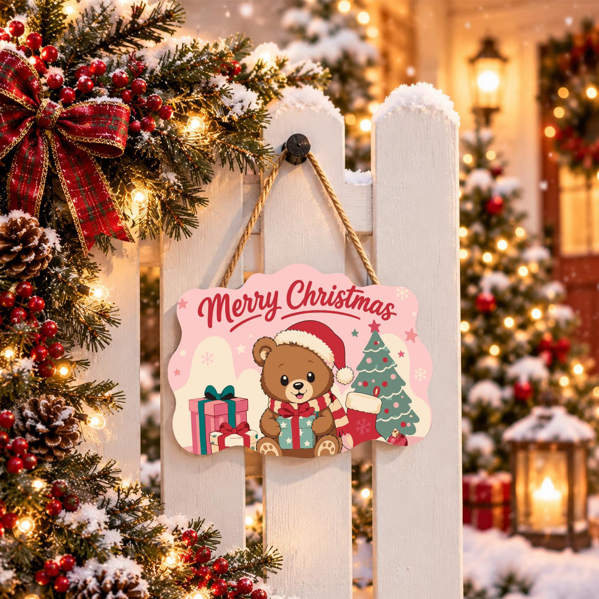 Pastel Pink Teddy with a Gift paint by numbers hanging sign – image 15
