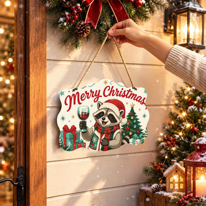 Red Wine Raccoon Christmas paint by numbers hanging sign – image 14
