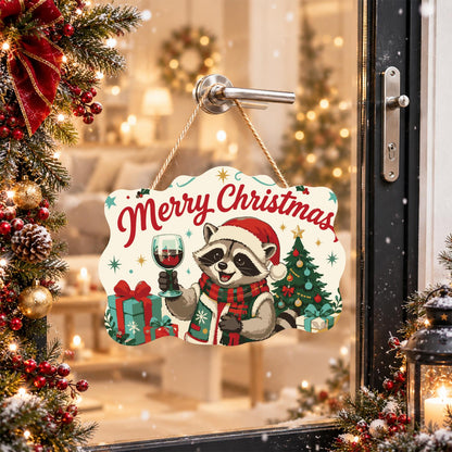 Red Wine Raccoon Christmas paint by numbers hanging sign – image 17