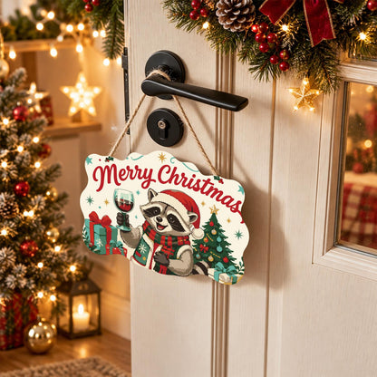 Red Wine Raccoon Christmas paint by numbers hanging sign – image 18