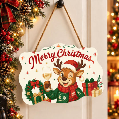 Winking Reindeer White Wine Toast paint by numbers hanging sign – image 16