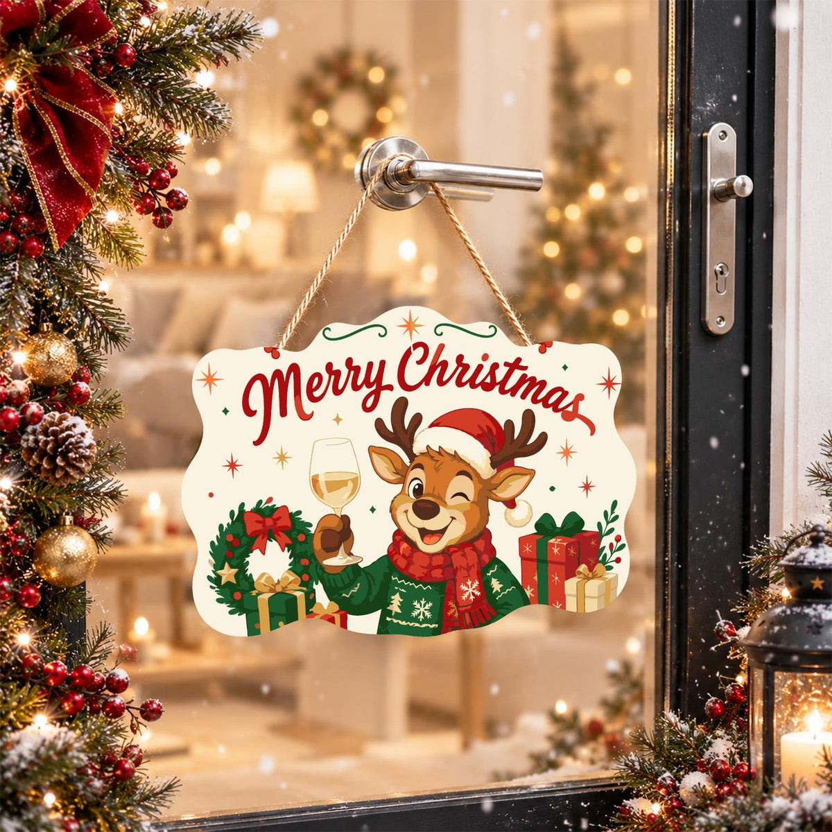 Winking Reindeer White Wine Toast paint by numbers hanging sign – image 17