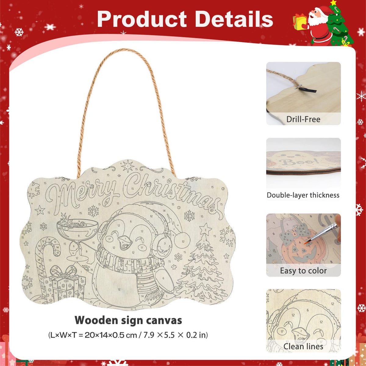Earmuff Penguin Cocktail Cheers paint by numbers hanging sign – image 5