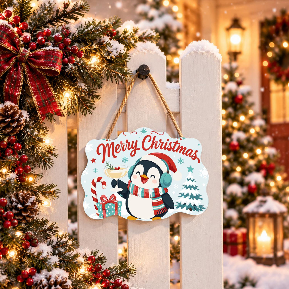 Earmuff Penguin Cocktail Cheers paint by numbers hanging sign – image 15