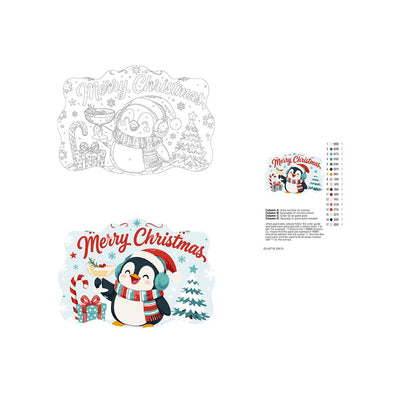 Earmuff Penguin Cocktail Cheers paint by numbers hanging sign – image 19