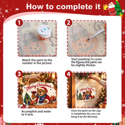 Bear's Red Wine Christmas Toast paint by numbers hanging sign – image 6
