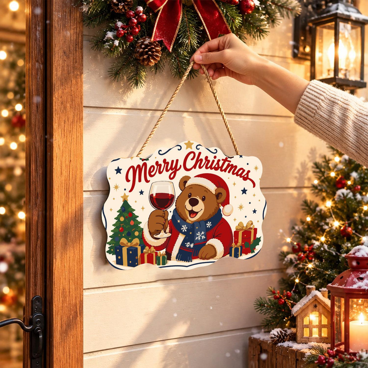 Bear's Red Wine Christmas Toast paint by numbers hanging sign – image 14