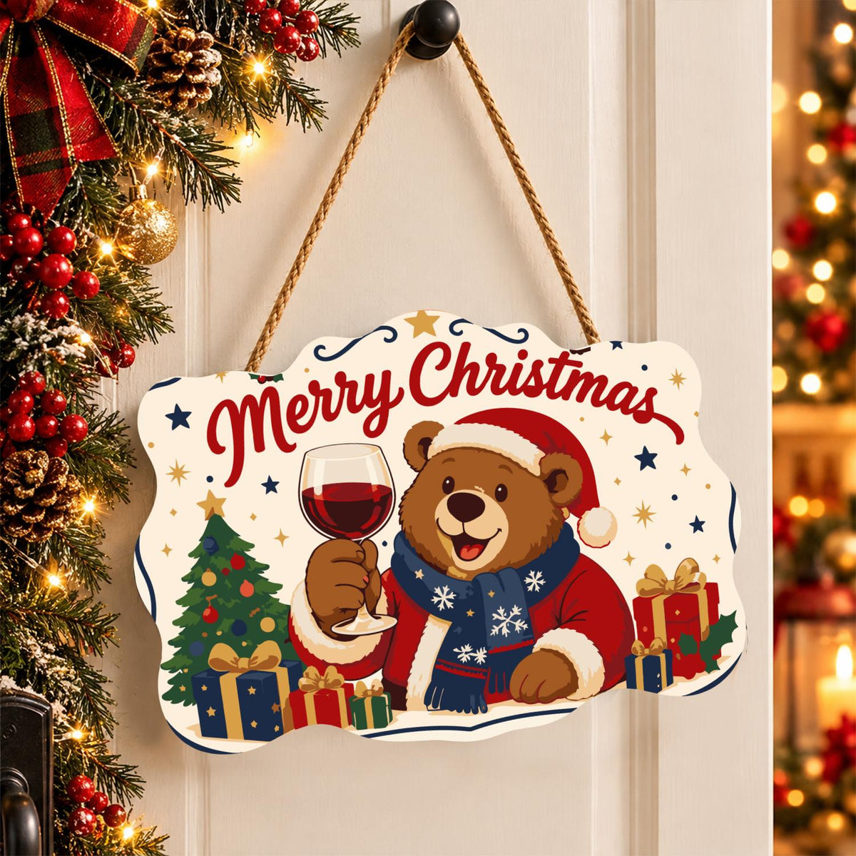 Bear's Red Wine Christmas Toast paint by numbers hanging sign – image 16