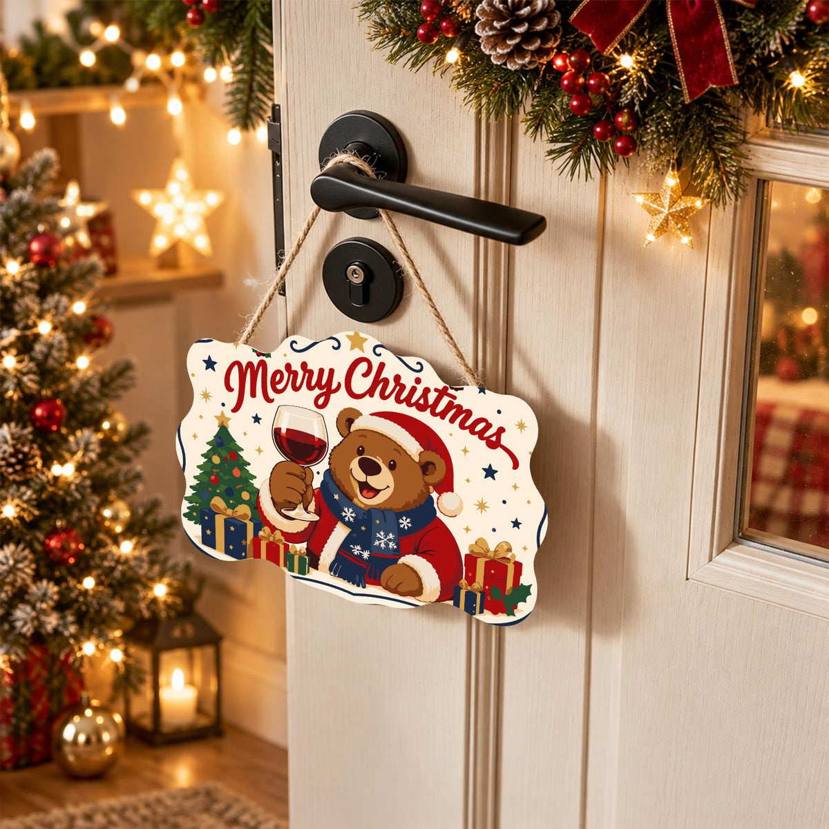 Bear's Red Wine Christmas Toast paint by numbers hanging sign – image 18