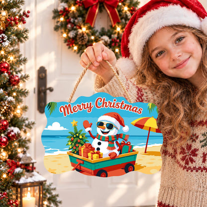 Snowman's Gift Wagon Beach Trip paint by numbers hanging sign – image 13