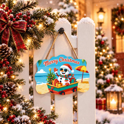 Snowman's Gift Wagon Beach Trip paint by numbers hanging sign – image 15