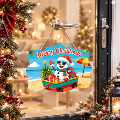 Snowman's Gift Wagon Beach Trip paint by numbers hanging sign – image 17