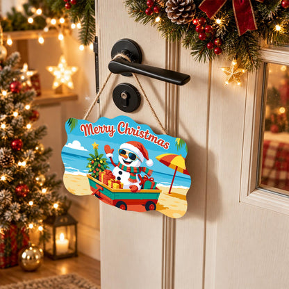 Snowman's Gift Wagon Beach Trip paint by numbers hanging sign – image 18