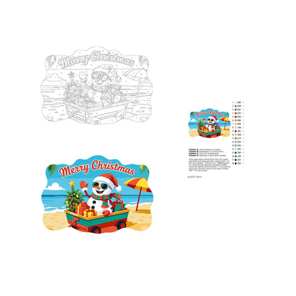 Snowman's Gift Wagon Beach Trip paint by numbers hanging sign – image 19