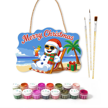 Snowman's Tropical Cocktail Break paint by numbers hanging sign – image 2