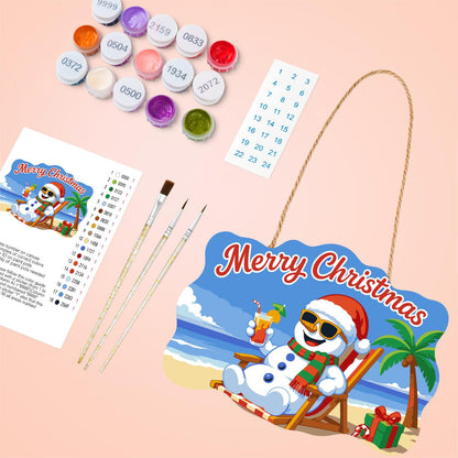 Snowman's Tropical Cocktail Break paint by numbers hanging sign – image 4