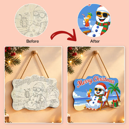 Snowman's Tropical Cocktail Break paint by numbers hanging sign – image 10