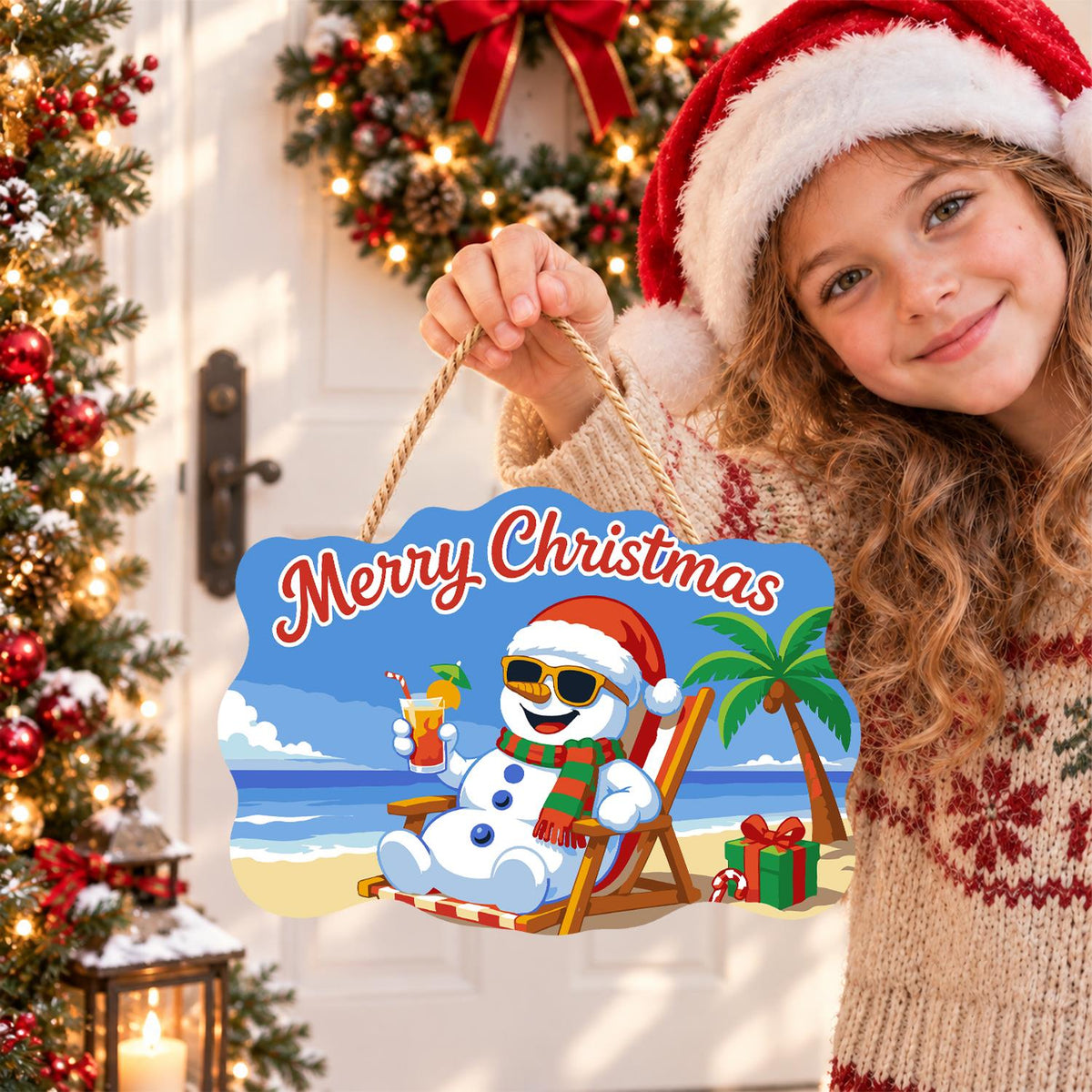 Snowman's Tropical Cocktail Break paint by numbers hanging sign – image 13