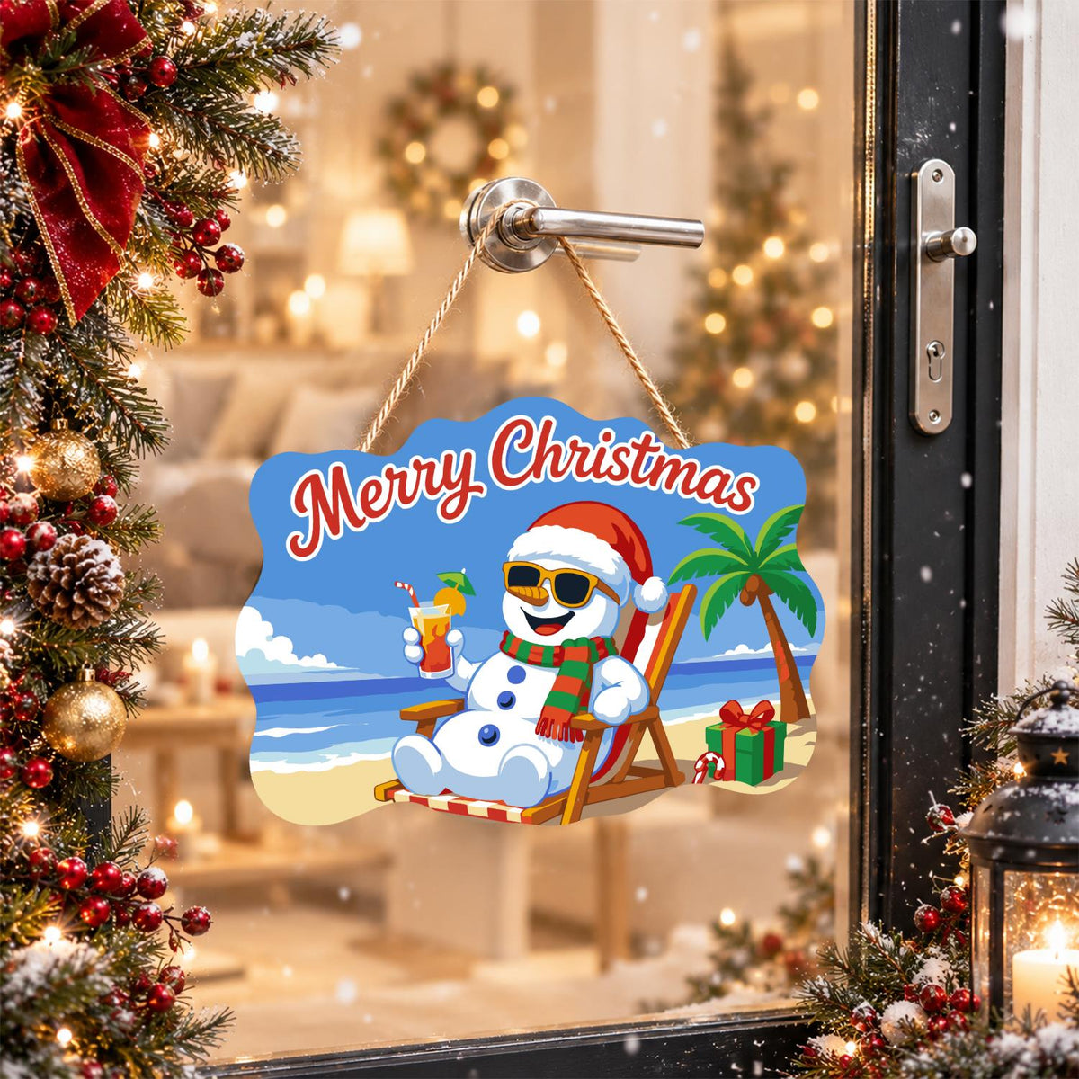 Snowman's Tropical Cocktail Break paint by numbers hanging sign – image 17