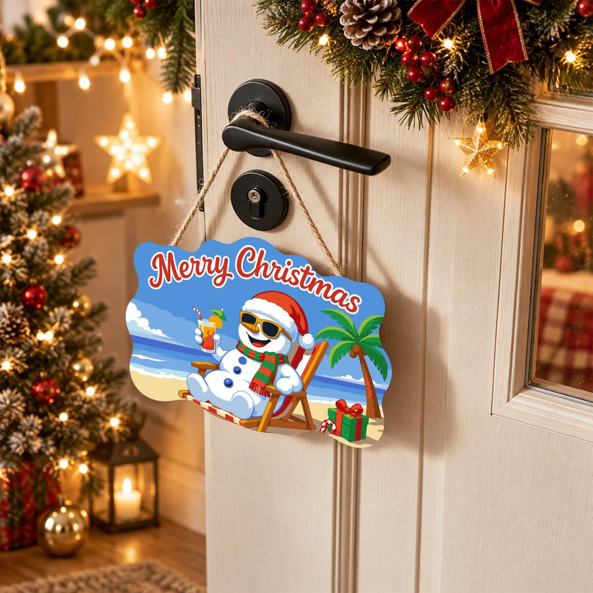 Snowman's Tropical Cocktail Break paint by numbers hanging sign – image 18