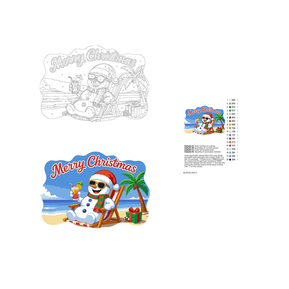 Snowman's Tropical Cocktail Break paint by numbers hanging sign – image 19