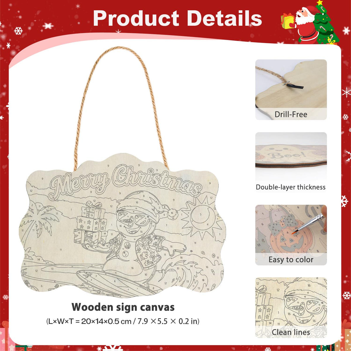 Wave-Riding Snowman Delivery paint by numbers hanging sign – image 5